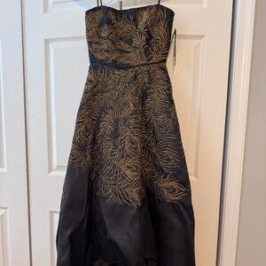 Women's Black Strapless Evening Gown/Black Tie Dress